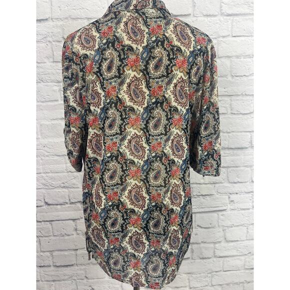 Amang NY Sheer Vibrant Paisley Print Boho Flowy Blouse - Picture 5 of 8
